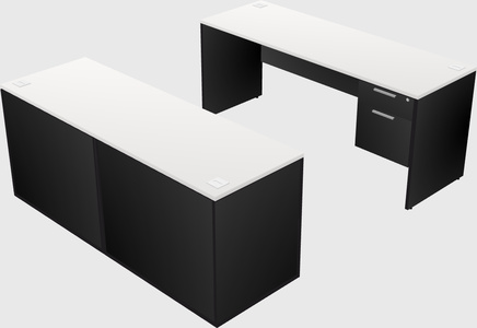 Parallel desk with credenza