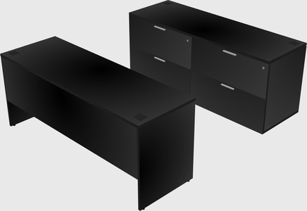 Parallel desk with credenza