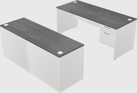 Parallel desk with credenza