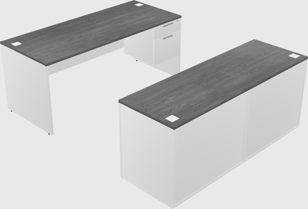 Parallel desk with credenza