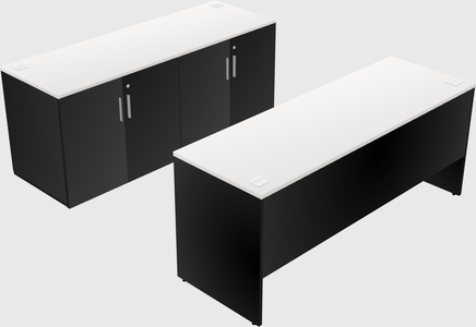 Parallel desk with credenza