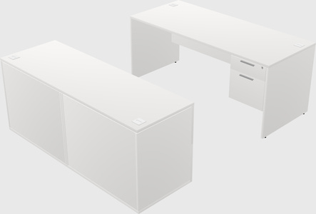 Parallel desk with credenza