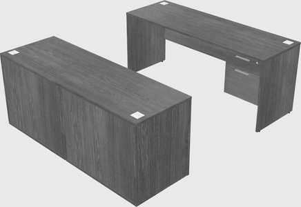 Parallel desk with credenza