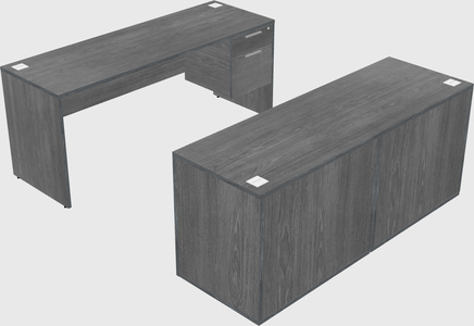 Parallel desk with credenza