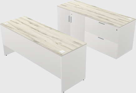 Parallel desk with credenza