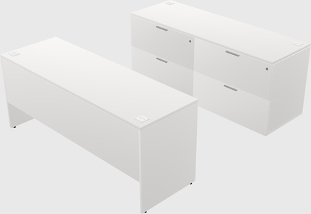 Parallel desk with credenza