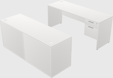 Parallel desk with credenza