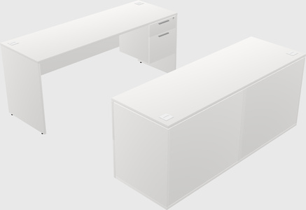 Parallel desk with credenza