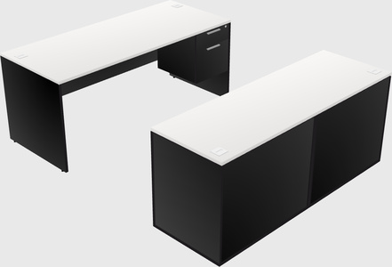 Parallel desk with credenza