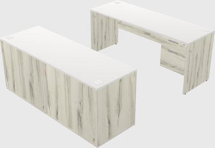 Parallel desk with credenza