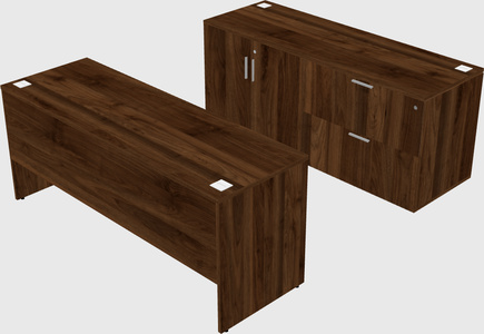 Parallel desk with credenza