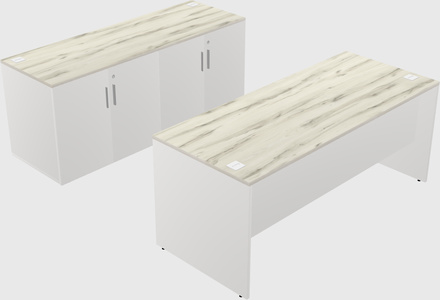 Parallel desk with credenza