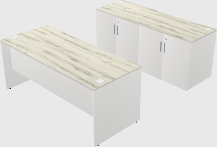 Parallel desk with credenza