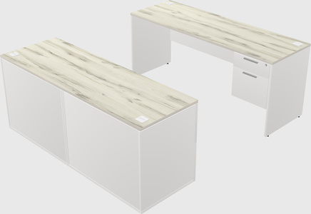 Parallel desk with credenza