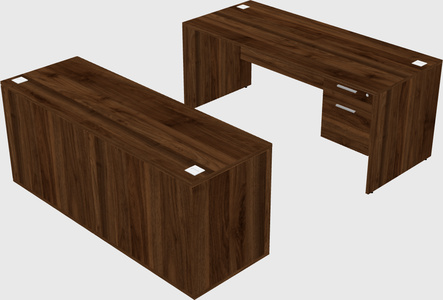 Parallel desk with credenza