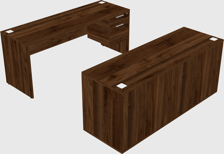 Parallel desk with credenza