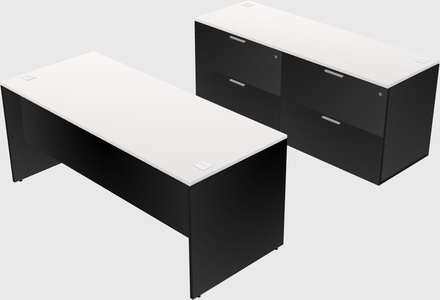 Parallel desk with credenza