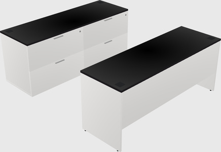 Parallel desk with credenza