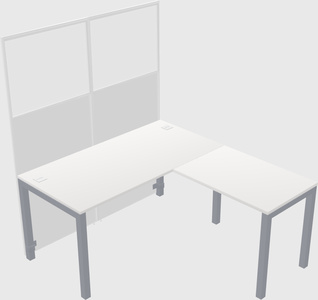 Shared L-shaped Desks - Single Row - Panel/metal Frame