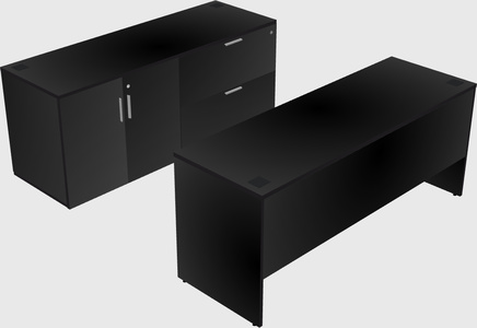 Parallel desk with credenza