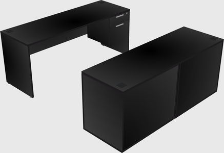 Parallel desk with credenza