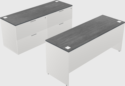 Parallel desk with credenza