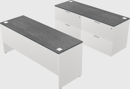 Parallel desk with credenza