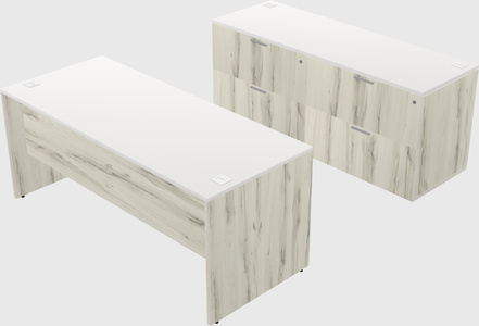 Parallel desk with credenza