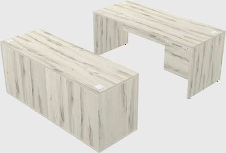Parallel desk with credenza