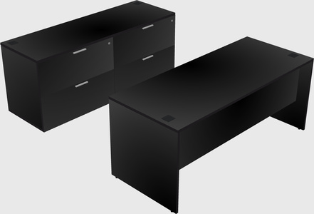 Parallel desk with credenza