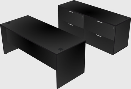 Parallel desk with credenza
