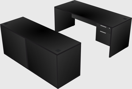 Parallel desk with credenza