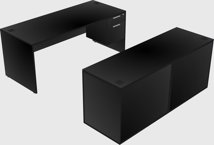 Parallel desk with credenza