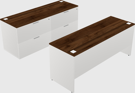 Parallel desk with credenza