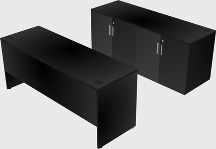 Parallel desk with credenza