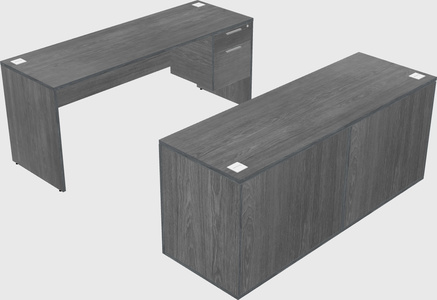 Parallel desk with credenza