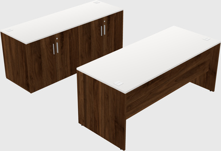 Parallel desk with credenza