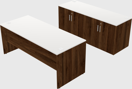 Parallel desk with credenza