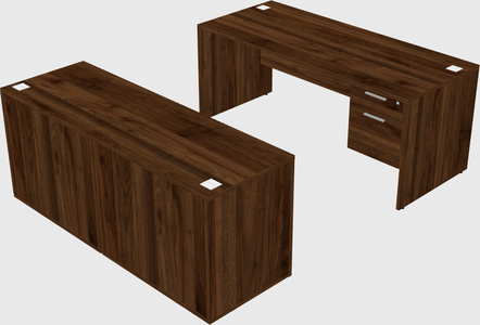 Parallel desk with credenza