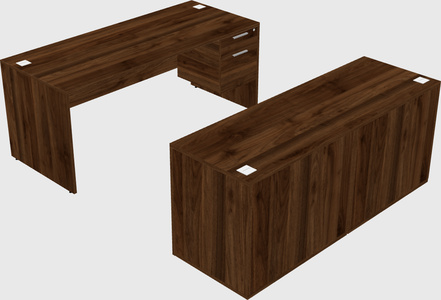 Parallel desk with credenza
