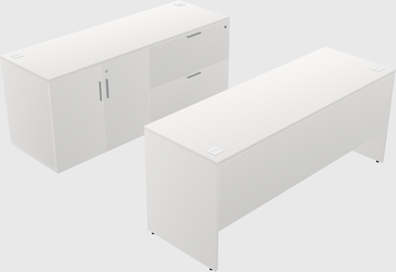 Parallel desk with credenza