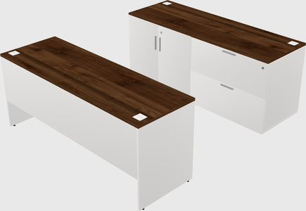Parallel desk with credenza