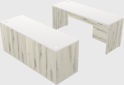 Parallel desk with credenza