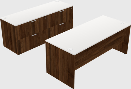 Parallel desk with credenza