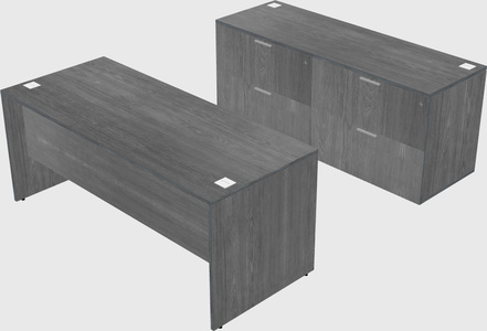 Parallel desk with credenza
