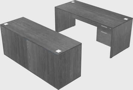 Parallel desk with credenza