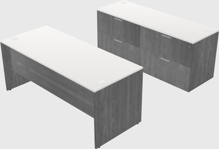 Parallel desk with credenza