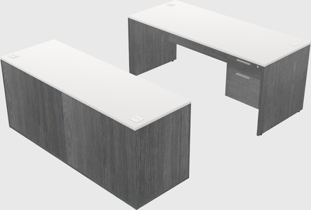 Parallel desk with credenza