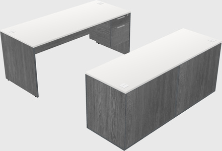 Parallel desk with credenza