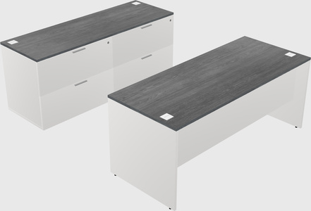 Parallel desk with credenza